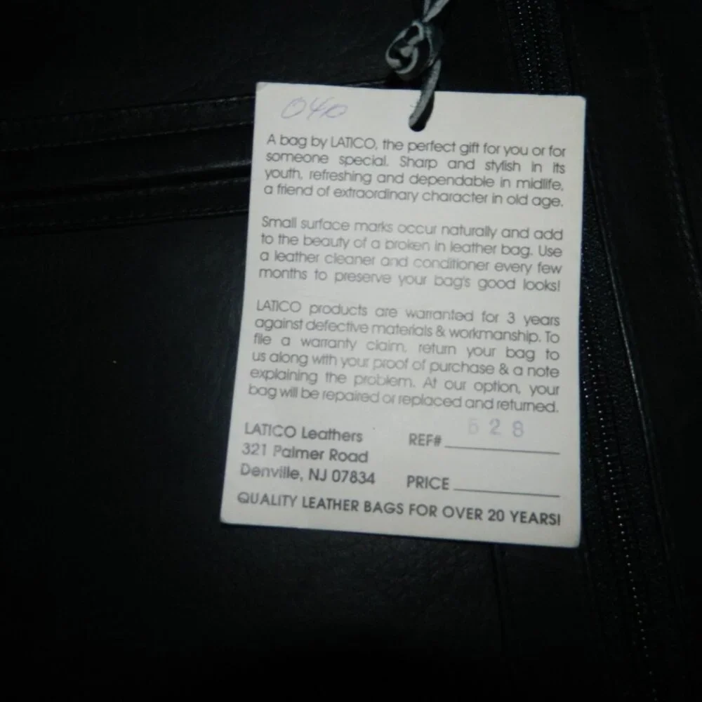 Latico Zippered Leather Portfolio Bag Black